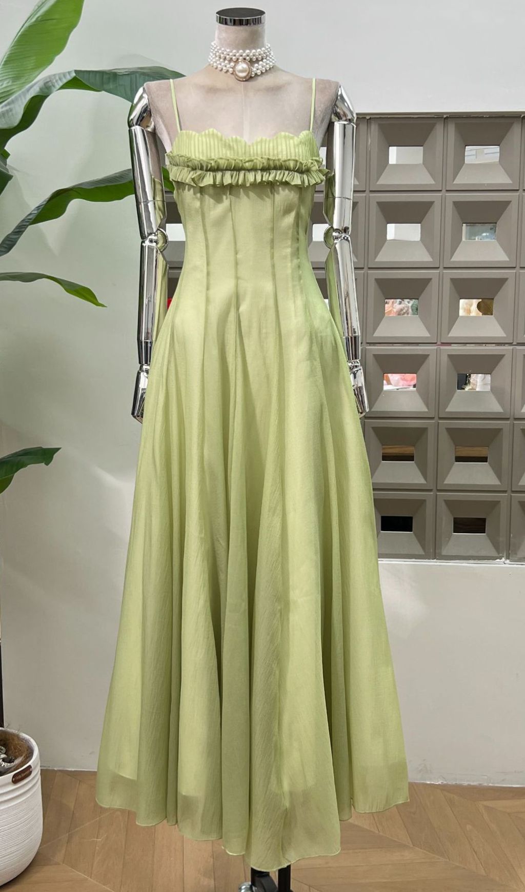 Fala Green Strappy Maxi Dress Flowering Girl