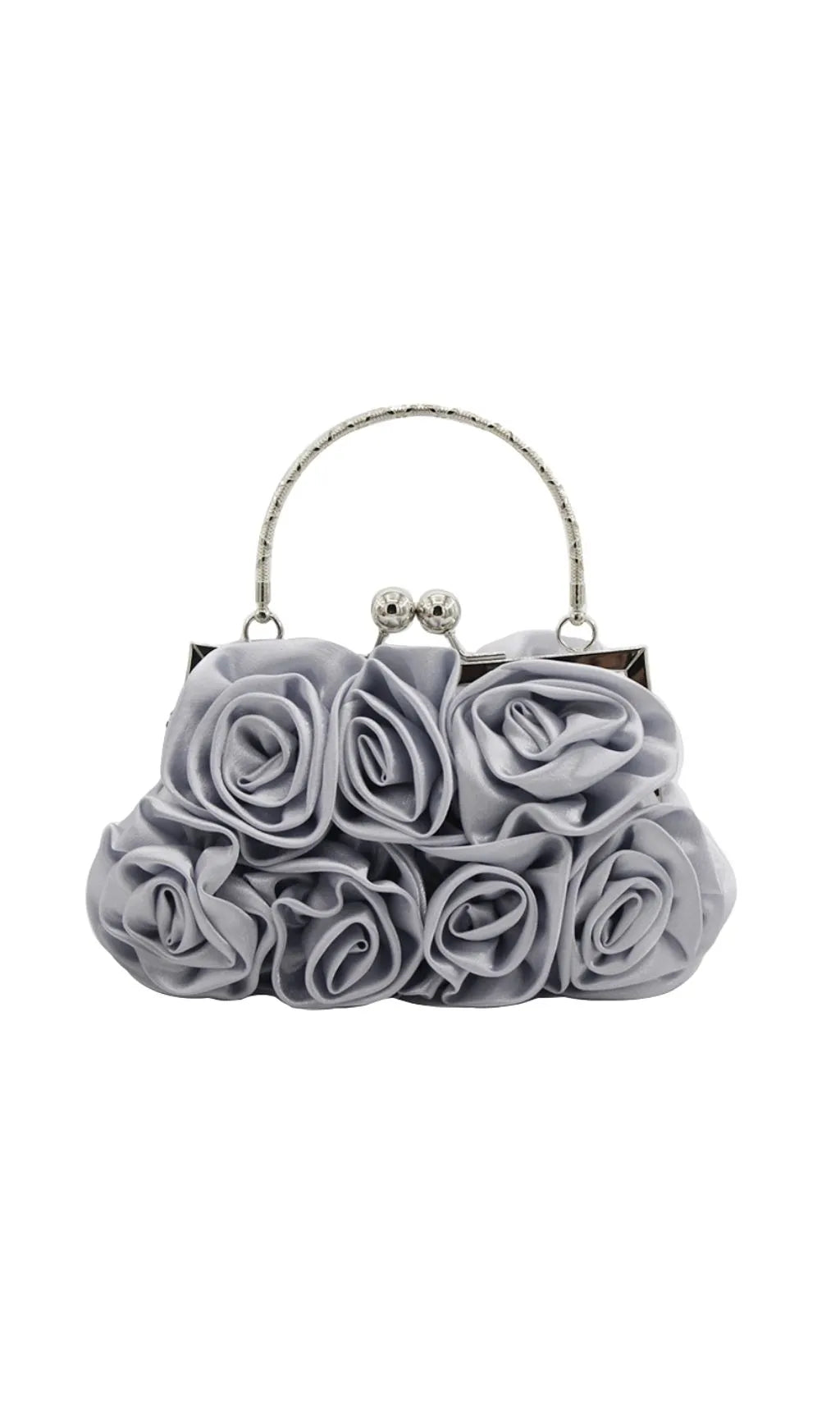 Adahy Flower Satin Bag In Silver Flowering Girl