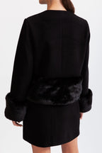 Maureen Faux Fur Co-Ord With Jacket And Skirt - Black Flowering Girl