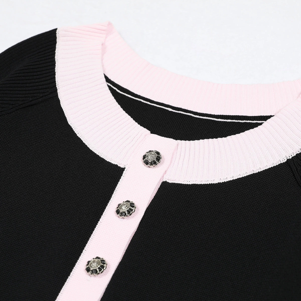 Elwyn Black Long Sleeve Knit Mini Dress Flowering Girl
