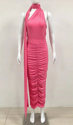 Berit Pink Halter Diamond Skirt Set Flowering Girl
