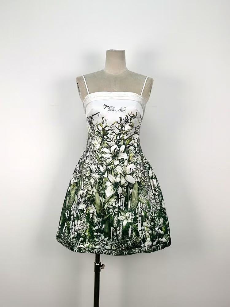 A-Line Straight Across Neck Twisted Woven Mini Dress Flowering Girl