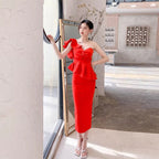 Dolores Strapless Backless Ruffle Maxi Dress Set Flowering Girl