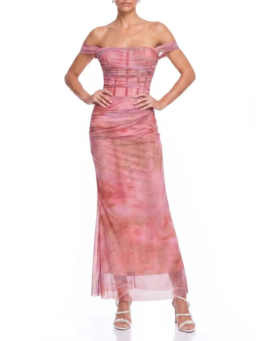 Zirella Off Shoulder Corset Maxi Dress Flowering Girl