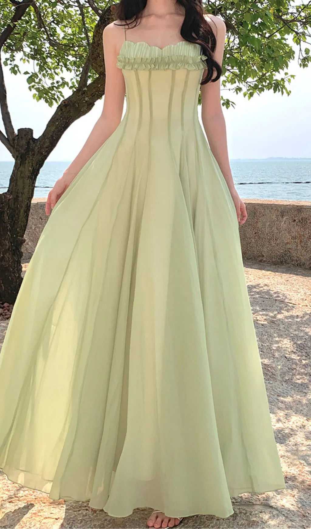 Fala Green Strappy Maxi Dress Flowering Girl