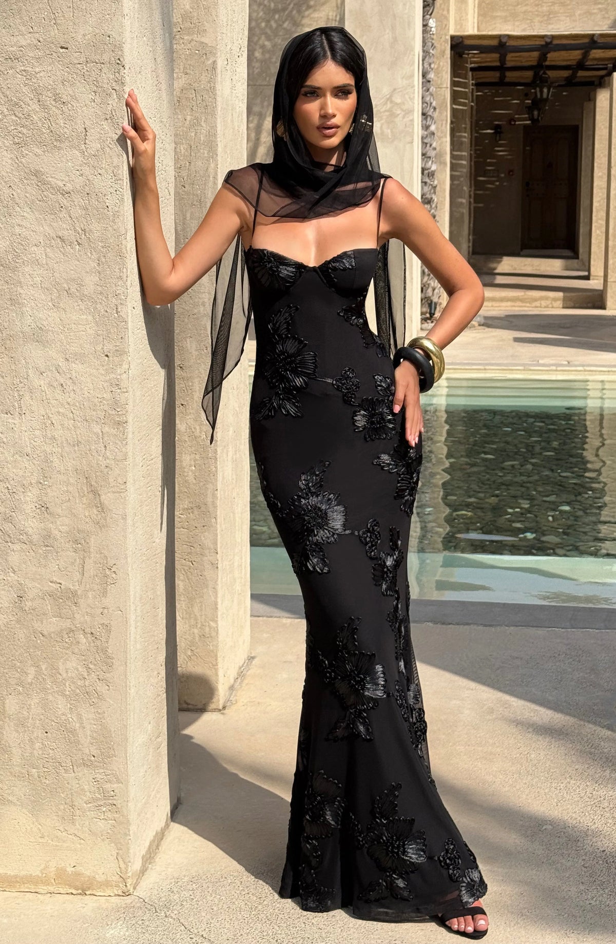Nefertiti Maxi Dress - Black Flowering Girl