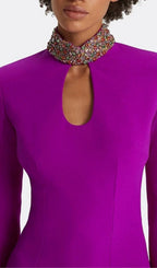 Ellema Purple Long Sleeve Embellished Maxi Dress Flowering Girl