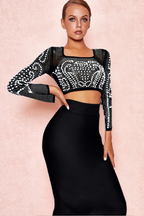 Two-Piece Beaded Long-Sleeved Dress Set Flowering Girl