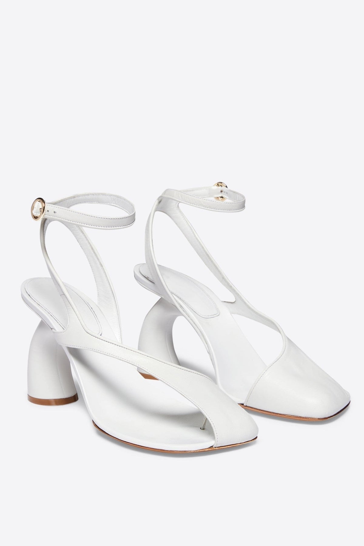 Janelle Cutout Heeled Sandals - White Flowering Girl