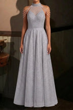 Silver Tulle A-Line Evening Gown Flowering Girl