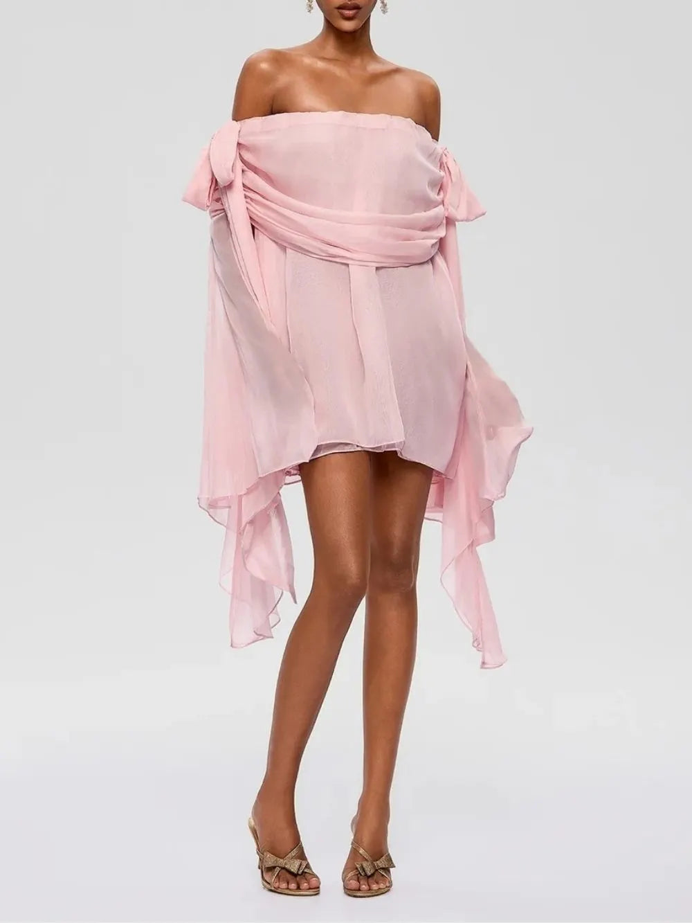 Raskiel Off Shoulder Ruffle Mini Dress Flowering Girl