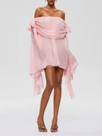 Raskiel Off Shoulder Ruffle Mini Dress Flowering Girl