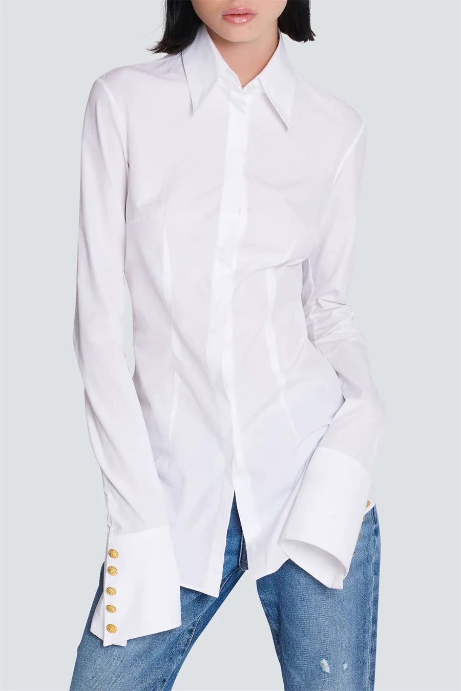 Zahra Gold Buttons Fitted Shirt Flowering Girl