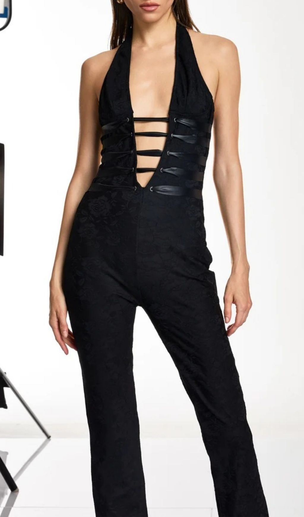 Ixelyn Plunge Neck Lace Jumpsuit Flowering Girl