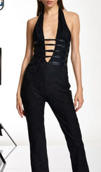 Ixelyn Plunge Neck Lace Jumpsuit Flowering Girl