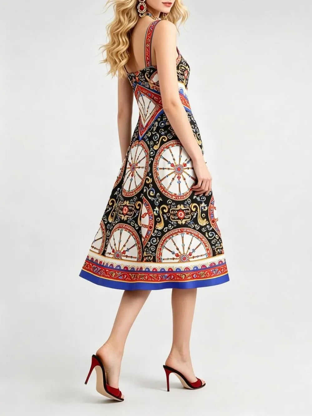 Manami Strappy Printed Midi Dress Flowering Girl