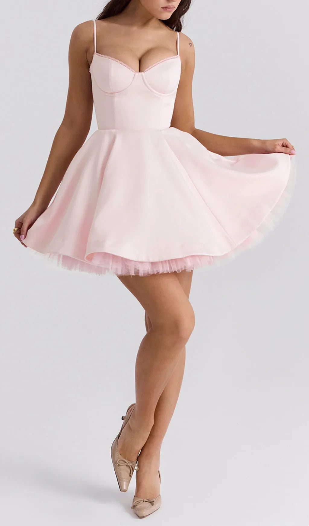 Auberta Pink Strappy Mini Dress Flowering Girl