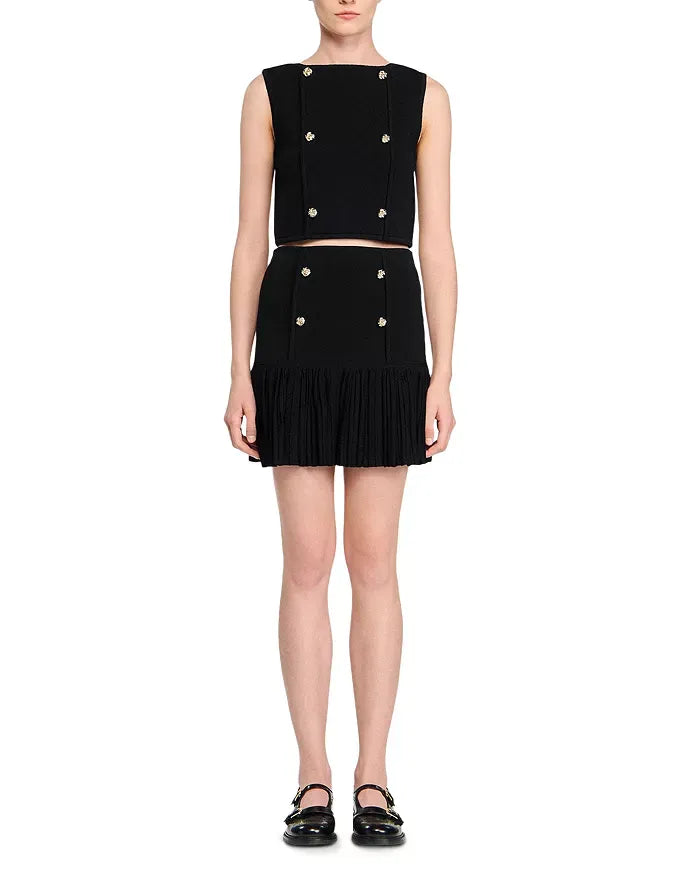 Marcia Black Double Breasted Vest Flowering Girl