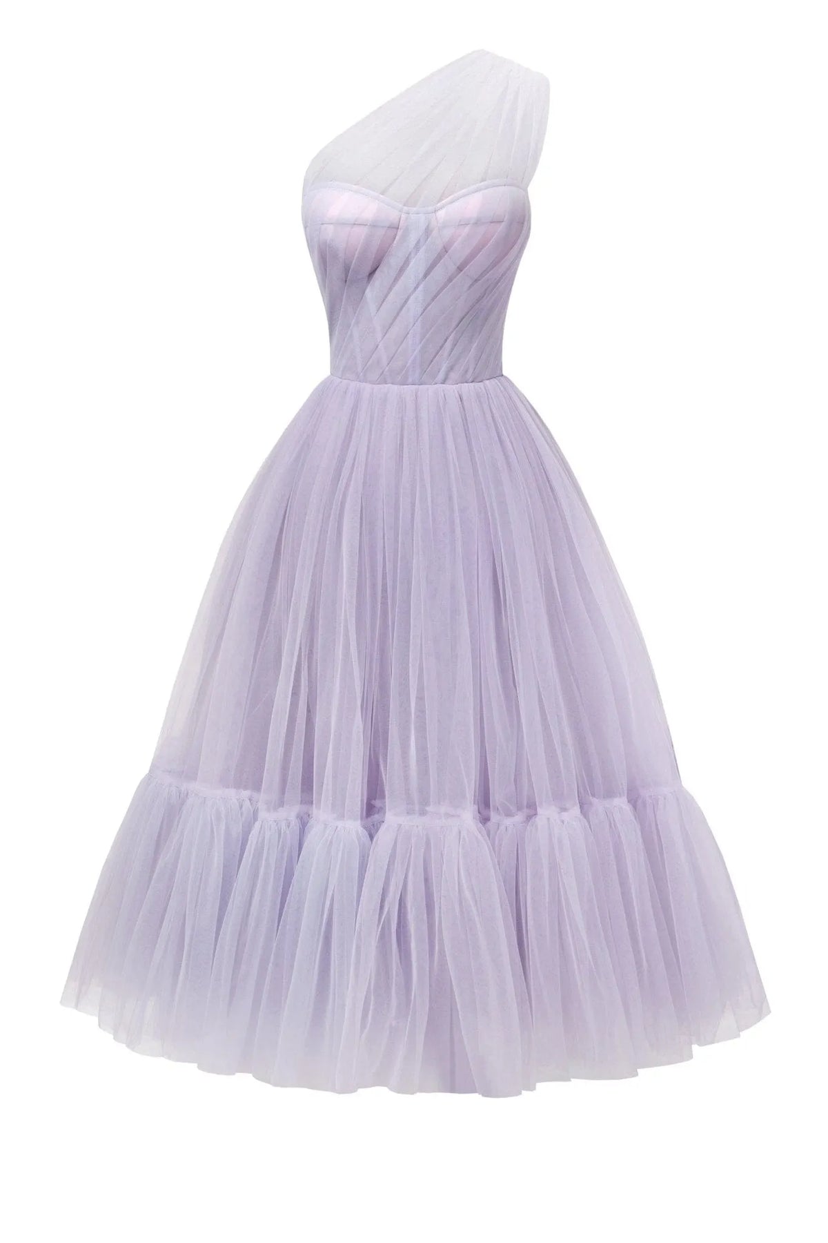 Lavender One-Shoulder Cocktail Tulle Dress Flowering Girl