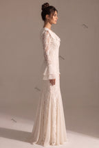 Cream Floral Lace Mermaid Floor-Length Dress Flowering Girl