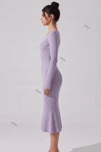 Lavender Ribbed Knit Mermaid Midi Dress Flowering Girl