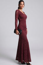 burgundy floral lace mermaid dress Flowering Girl