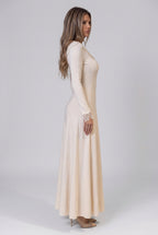 Cream Fine Knit Jersey Fit-and-Flare Dress Flowering Girl