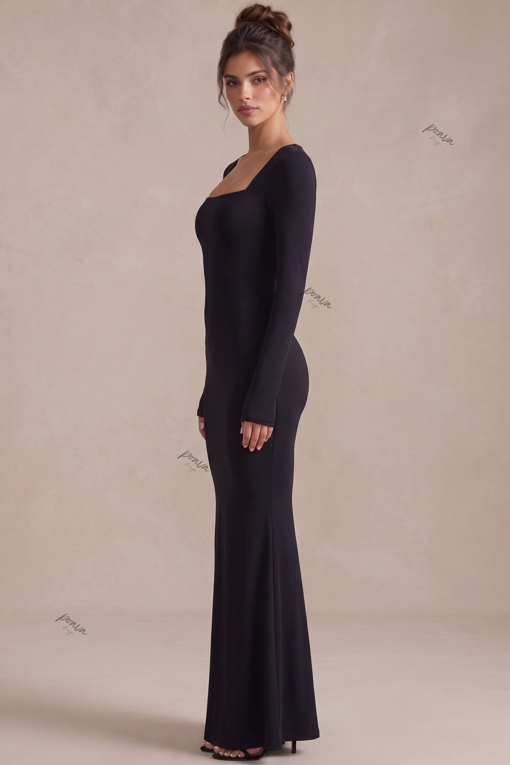 Black Stretch Knit Mermaid Dress Flowering Girl