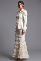 Ivory Corded Floral Lace Two-Piece Skirt Suit Flowering Girl