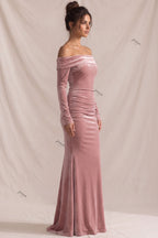 Dusty Pink Velvet Mermaid Dress Flowering Girl