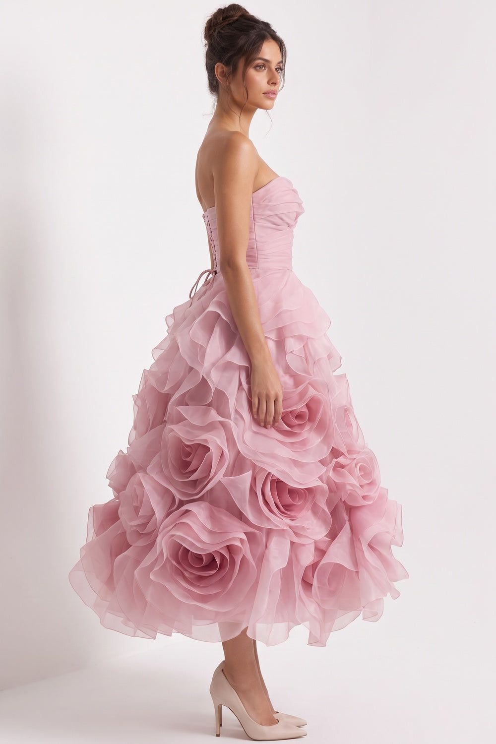 Dusty Pink Organza A-Line Ballgown Dress Flowering Girl