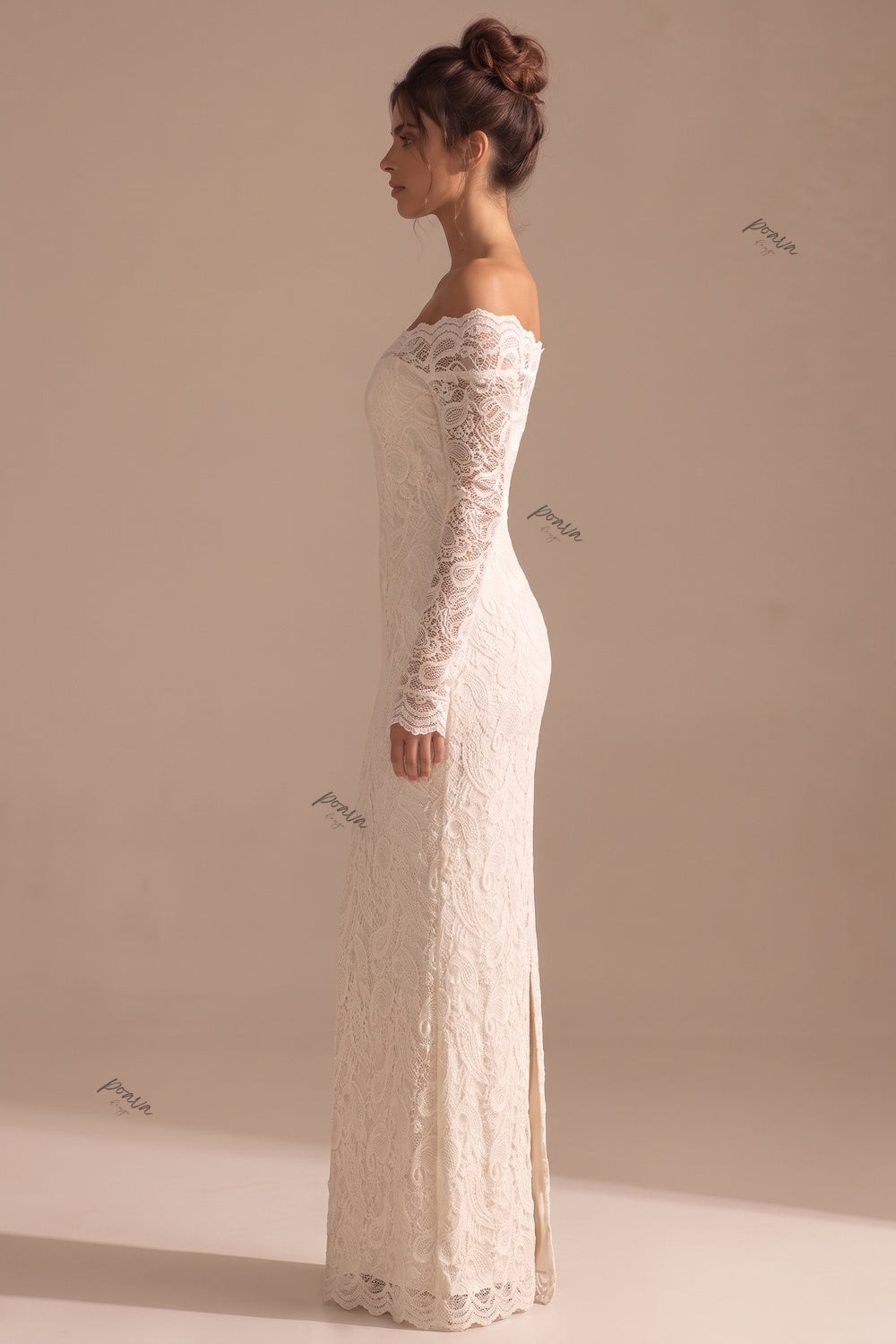 Cream Floral Lace Sheath Dress Flowering Girl