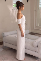 Ivory Crepe Column Maxi Dress Flowering Girl