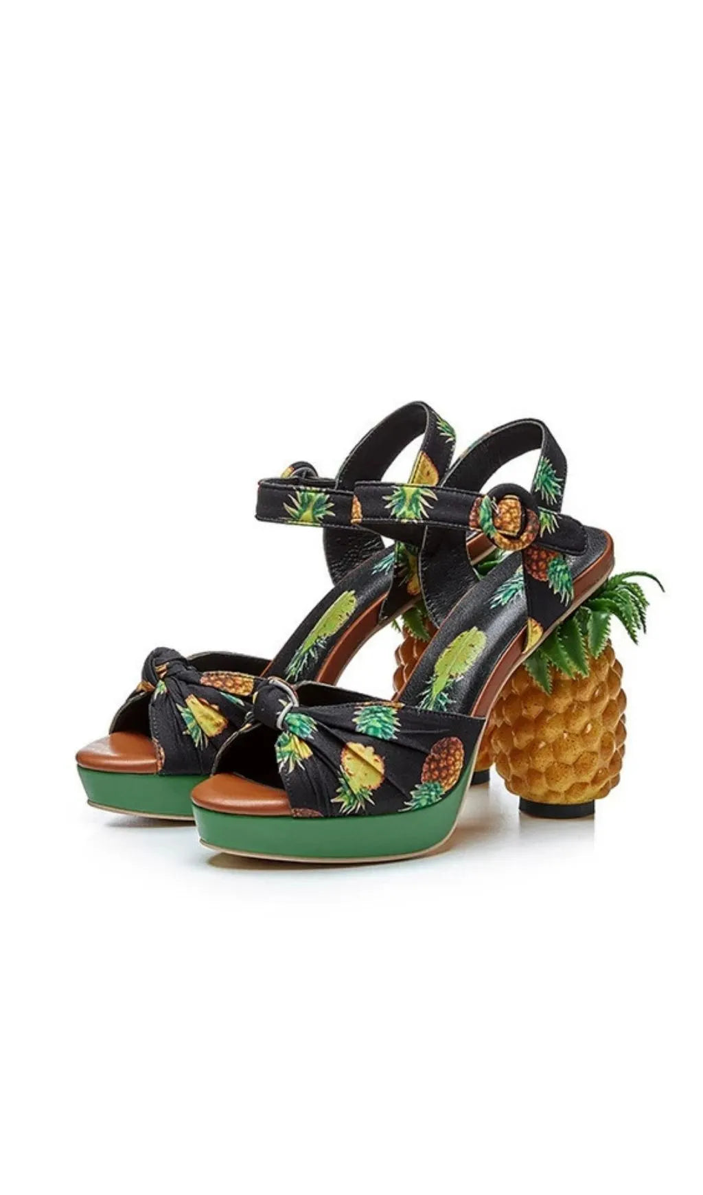 Azhira Pineapple Sandals In Black Flowering Girl