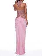 Zandor Halterneck Lace Split Maxi Dress Flowering Girl