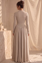 Beige Ribbed Knit Maxi Dress Flowering Girl