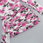 Brisa Rose Ruched Long Sleeve Mini Dress Flowering Girl