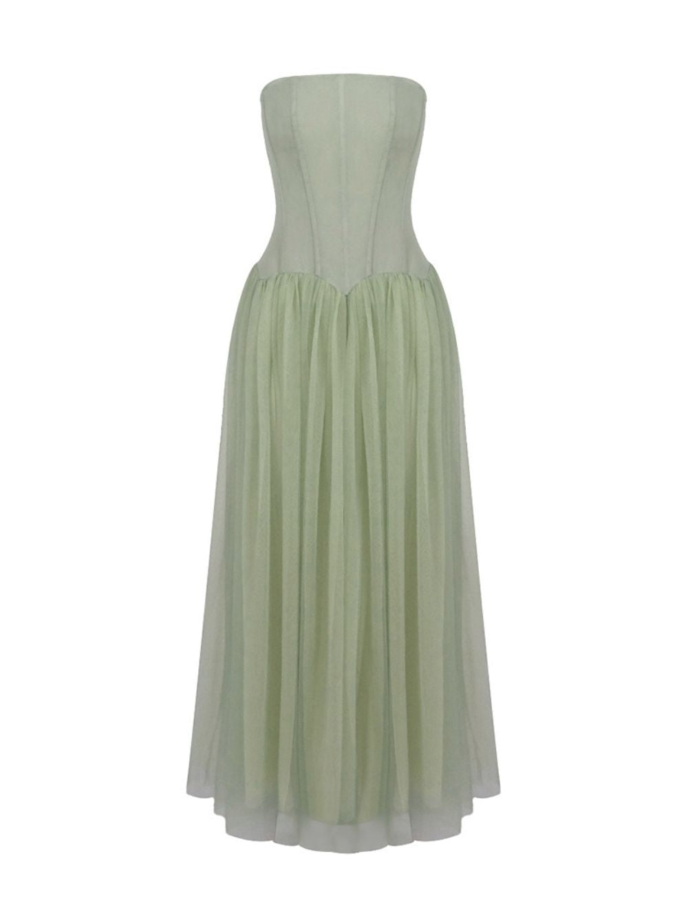 Strapless Corset Pleated Chiffon Maxi Gown Flowering Girl