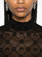 BLACK REGENERATED MOONOGRAM MESH TOP Flowering Girl