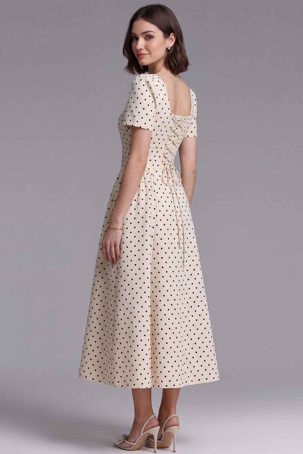 Cream Woven Cotton-Blend Fit-And-Flare Dress Flowering Girl