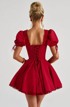 Annie Mini Dress - Red Flowering Girl