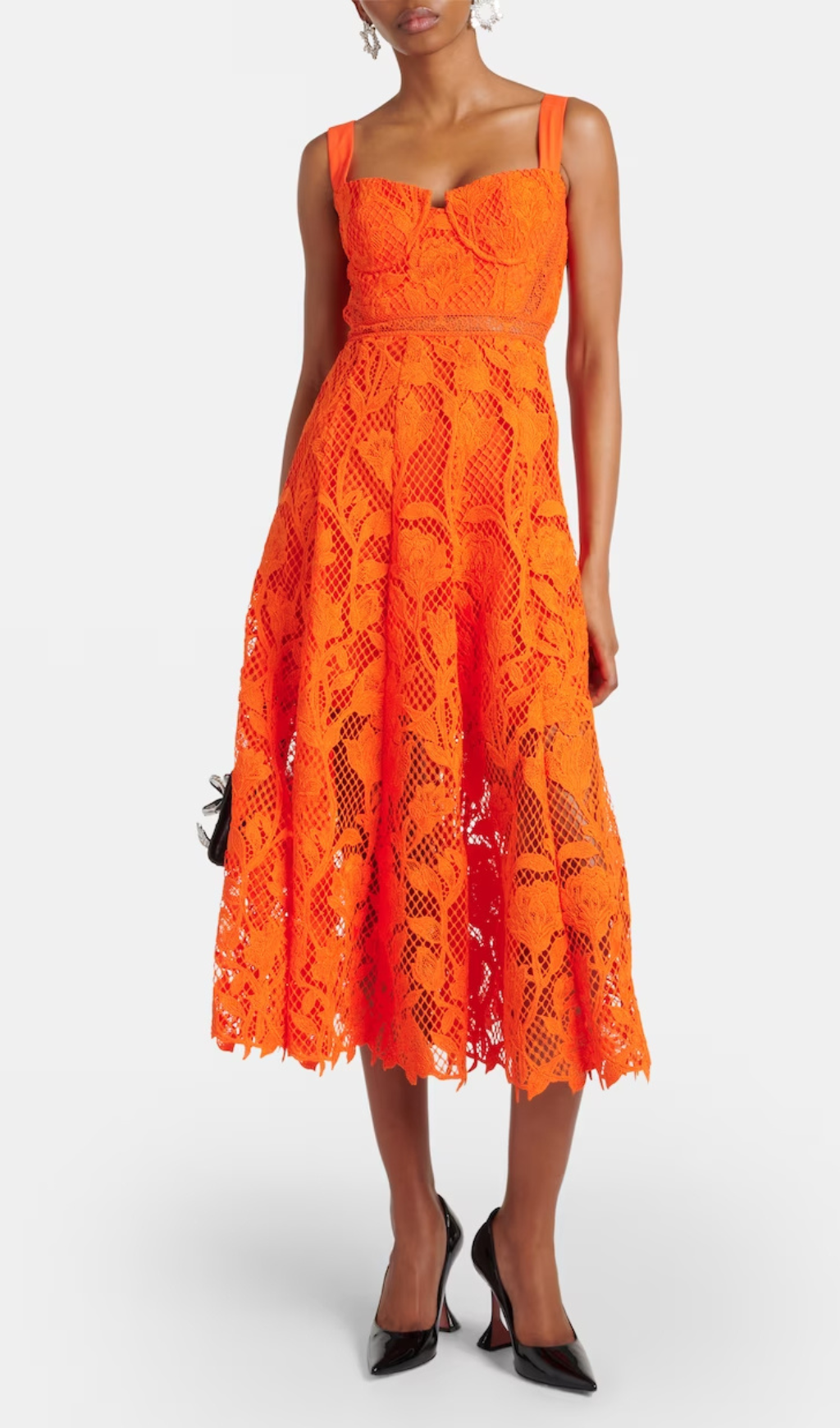 ORANGE LACE MIDI DRESS Flowering Girl