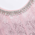 Sequin Floral Lace Midi Dress in pink Flowering Girl