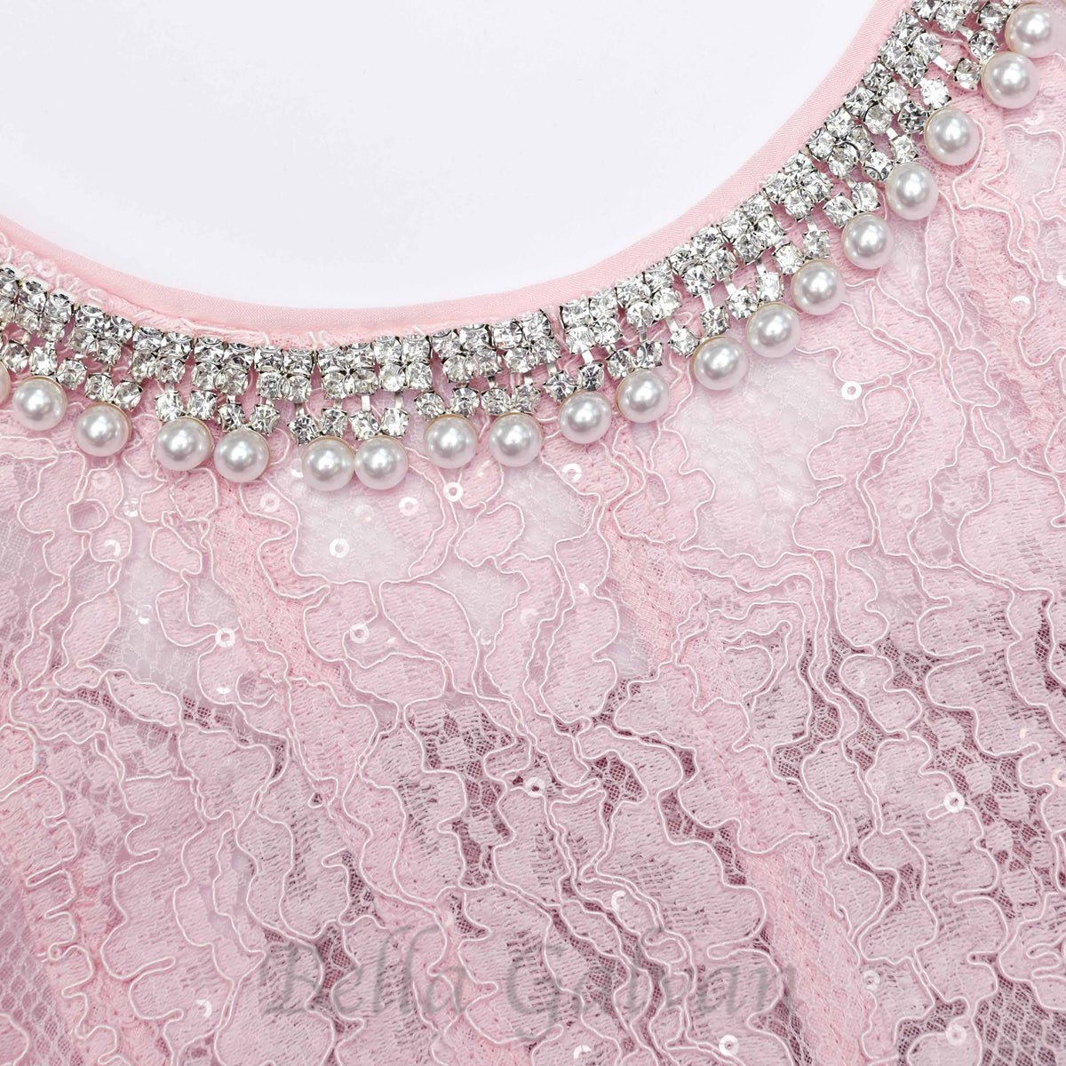 Sequin Floral Lace Midi Dress in pink Flowering Girl