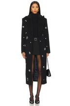 Philippa Crystal Embellished Coat In Black Flowering Girl