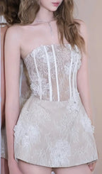 Kanna White Strapless Corset Lace Mini Dress Flowering Girl