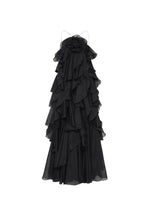 Caysie Halter Floral Ruffle Layered Maxi Dress in Black Flowering Girl