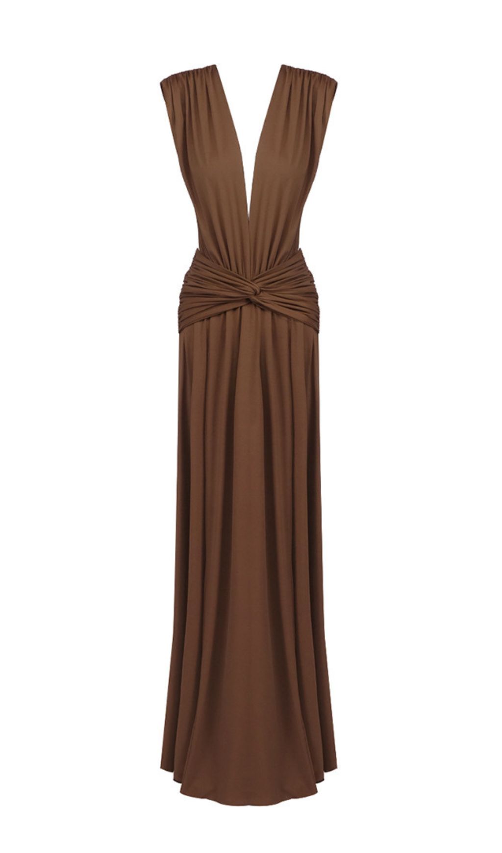 Joselyn Coffee Deep V-Neck Maxi Dress Flowering Girl