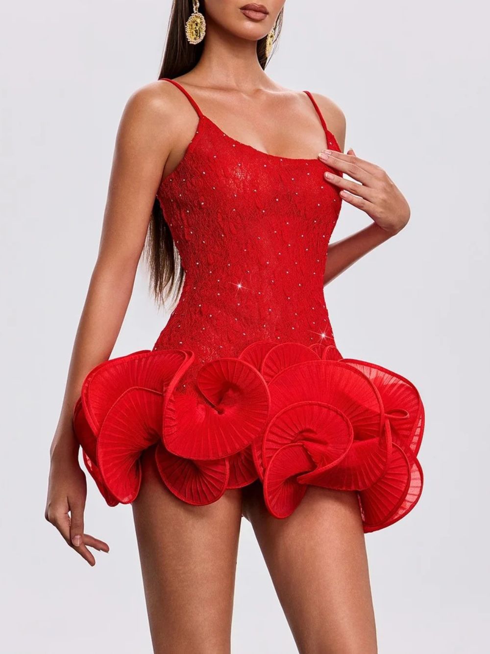 Hathor Spaghetti Flower Mini Dress Flowering Girl