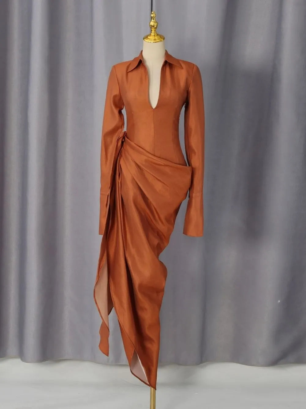 Marley Long Sleeve Ruched Maxi Dress Flowering Girl